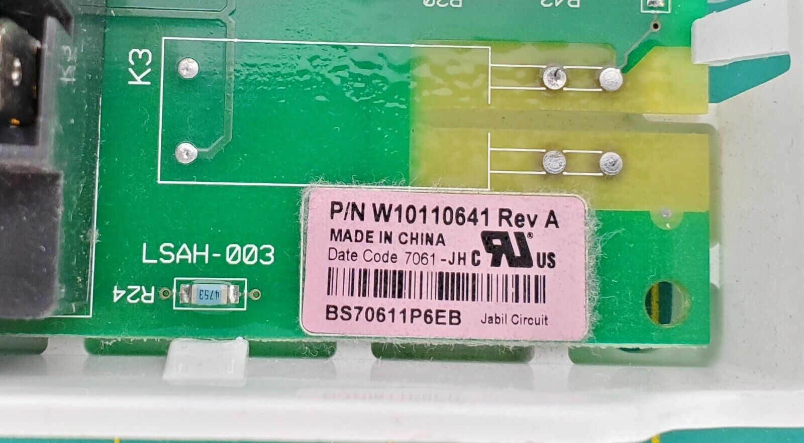 Whirlpool Dryer Control  W10110641