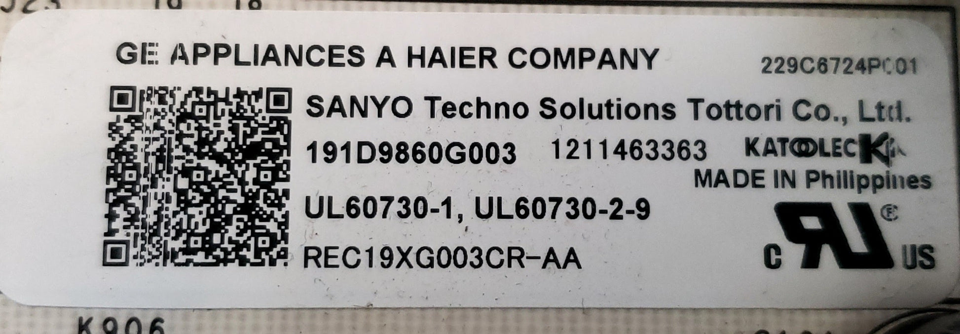 GE Range Control  191D9860G003