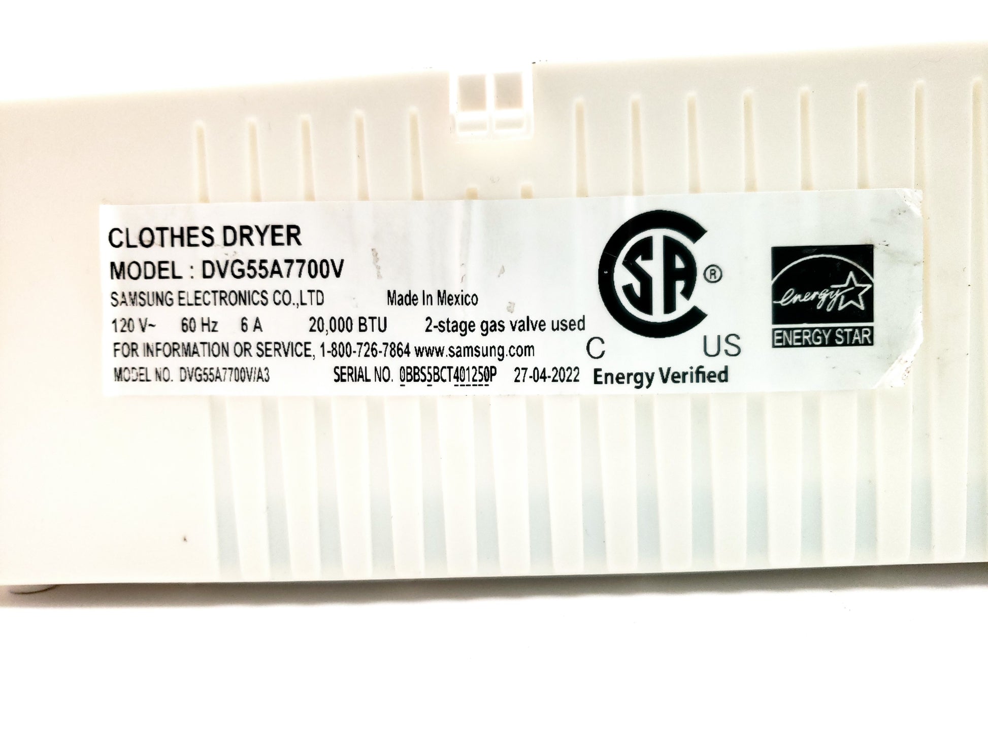 Samsung Dryer Control DC92-02869E
