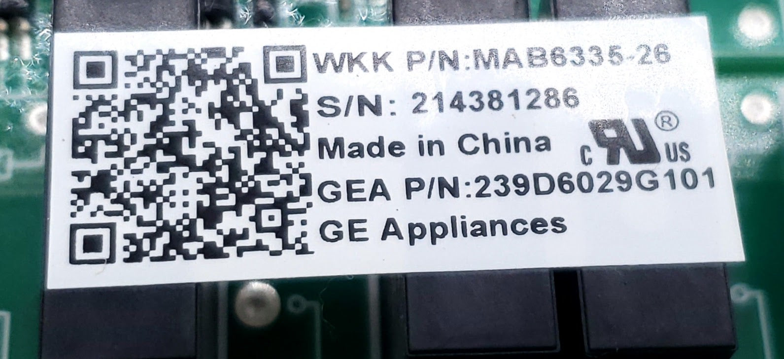 GE Refrigerator Control 239D6029G101