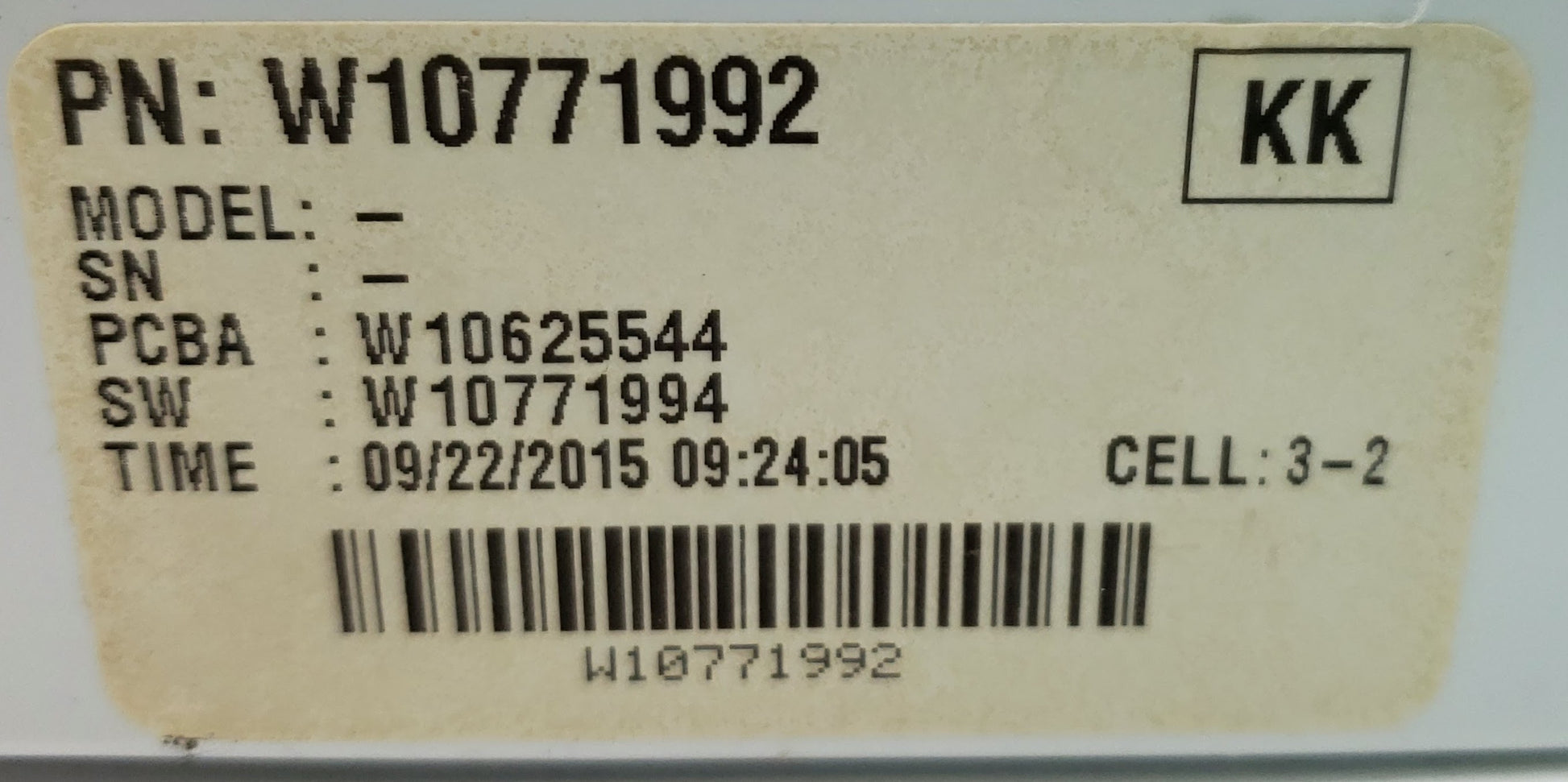 Whirlpool Dryer Control W10771992