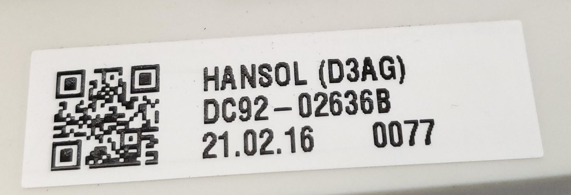 Samsung Washer Control  DC92-02636B