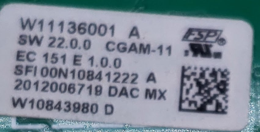 Whirlpool Range Control Board W11136001 Black
