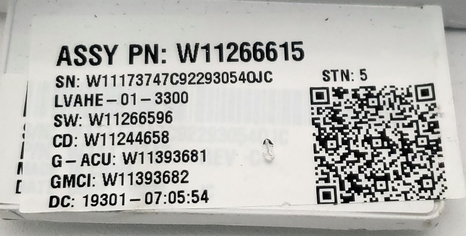 Whirlpool Washer Control  W11266615