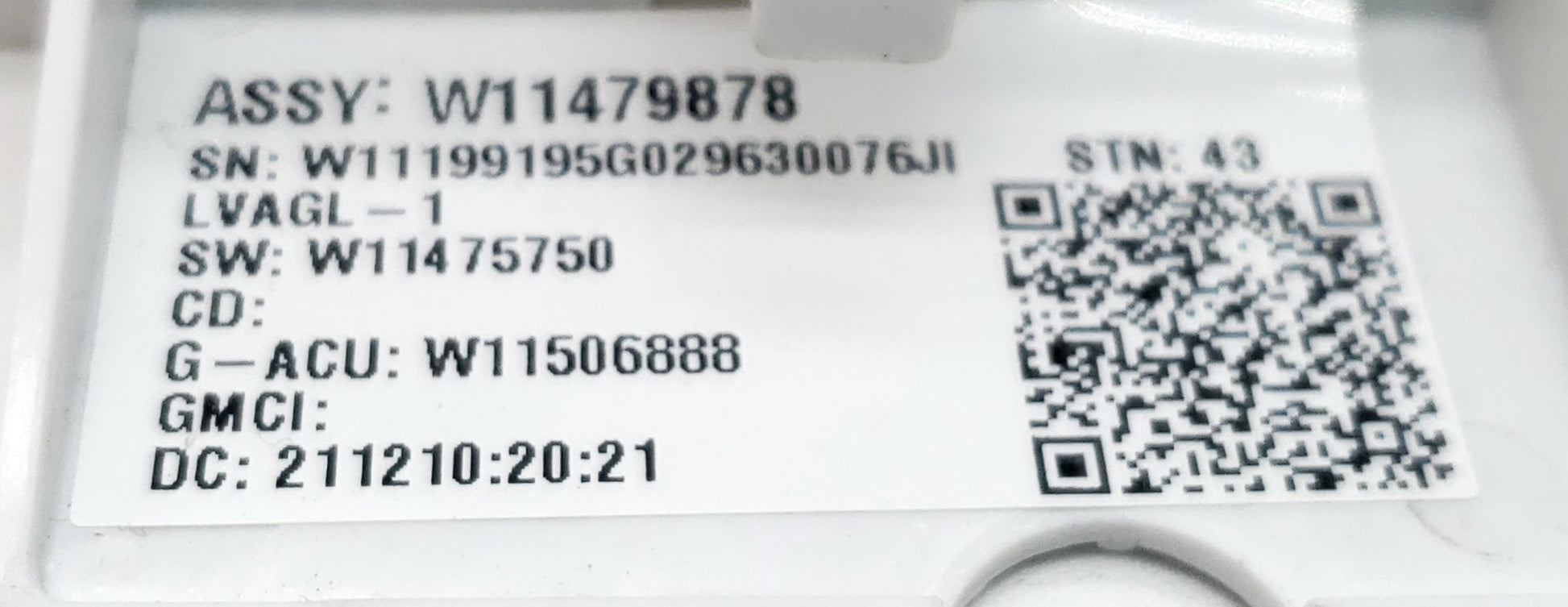 Whirlpool Washer Control  W11479878