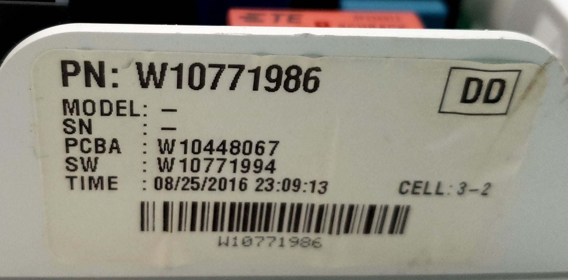 Whirlpool Dryer Control  W10771986