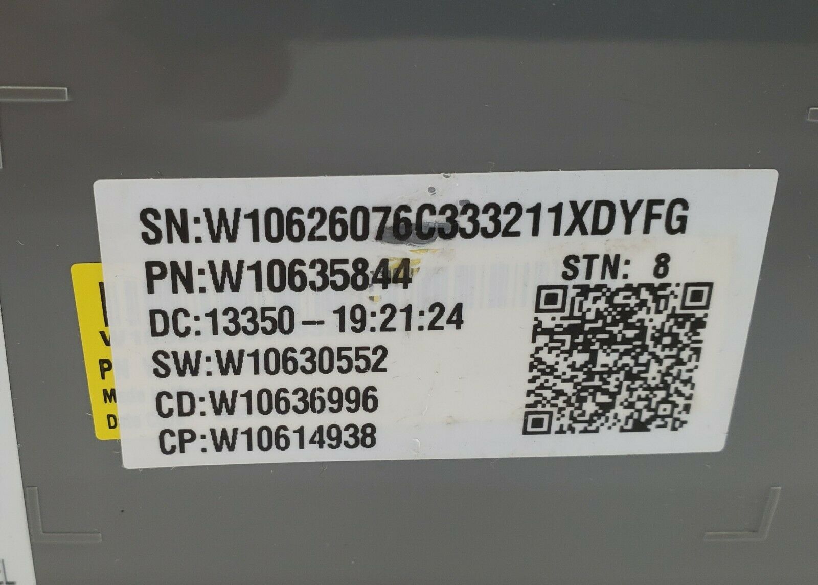 Whirlpool Washer Control  W10635844