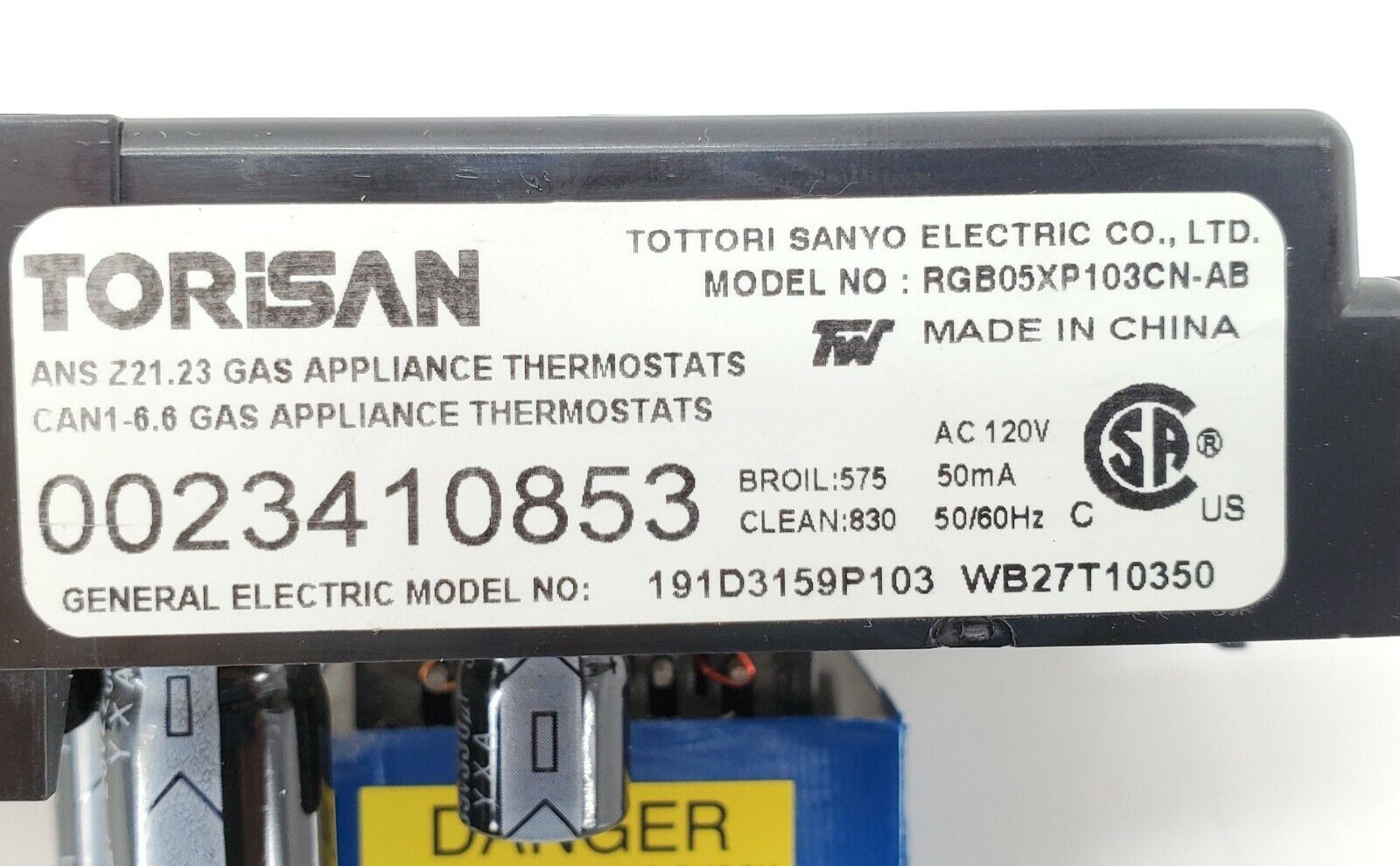 GE Range Control WB27T10350