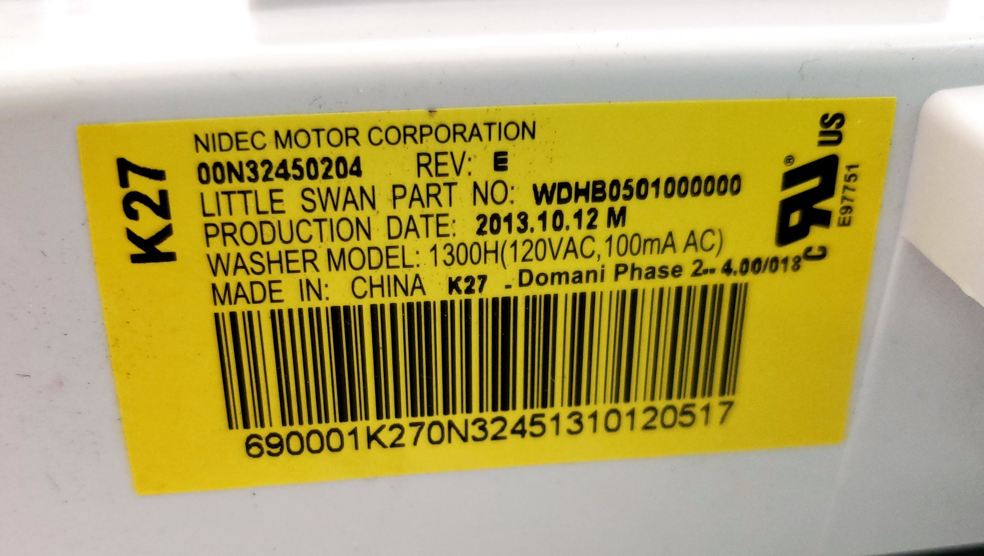 GE Washer Control 00N32450204