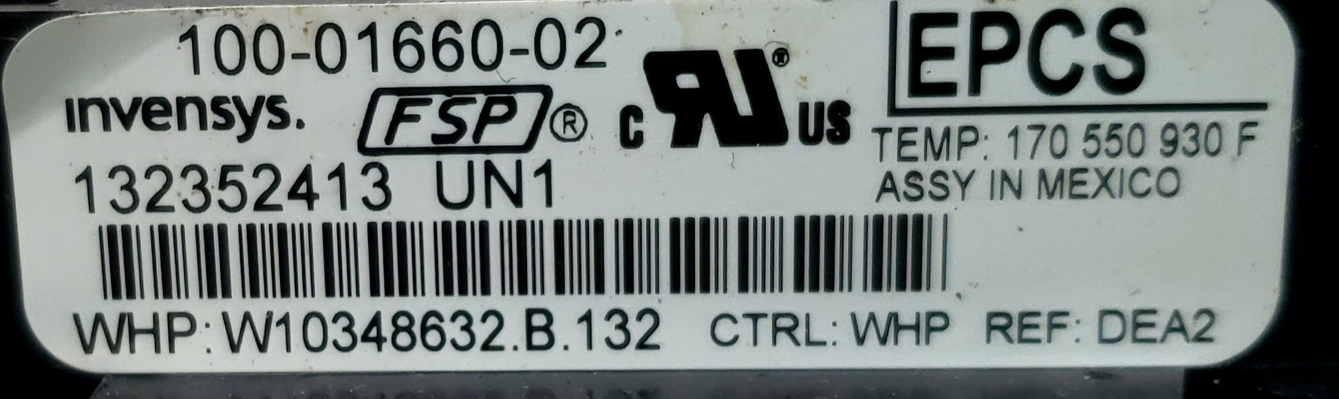 Whirlpool Range Control  W10348632