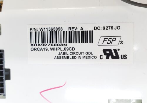 OEM Whirlpool Refrigerator Control W11365858 Same Day Ship & Lifetime Warranty