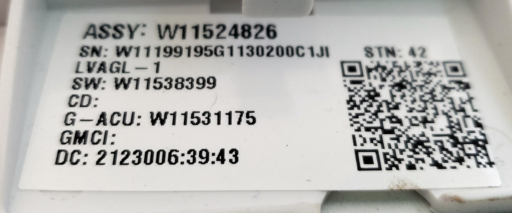 Whirlpool Washer Control Board W11524826