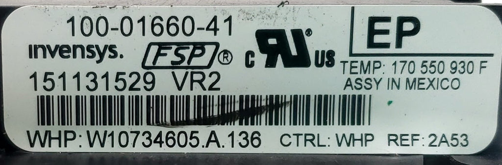 Whirlpool Range Control  W10734605