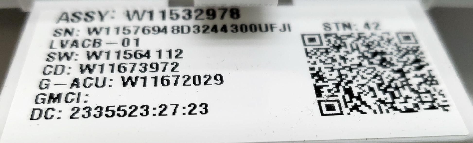 Whirlpool Washer Control  W11532978