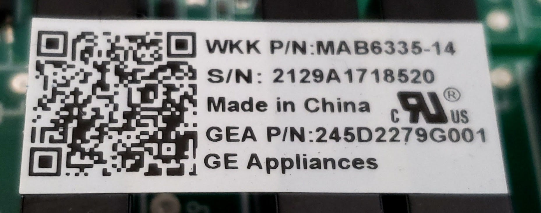 GE Refrigerator Control Board 245D2279G001
