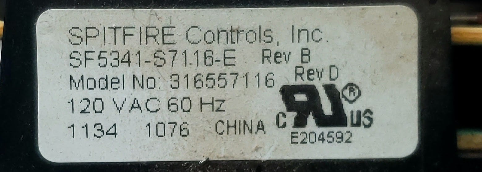 Frigidaire Range Control  316557116