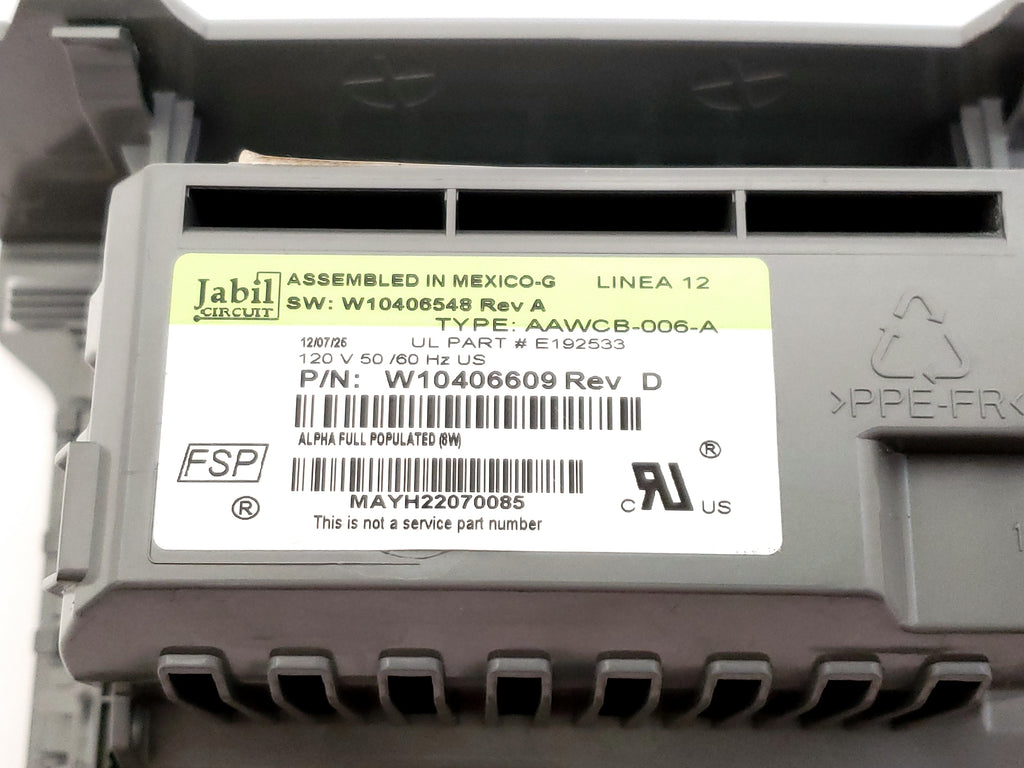 Whirlpool Washer Control Board W10406609