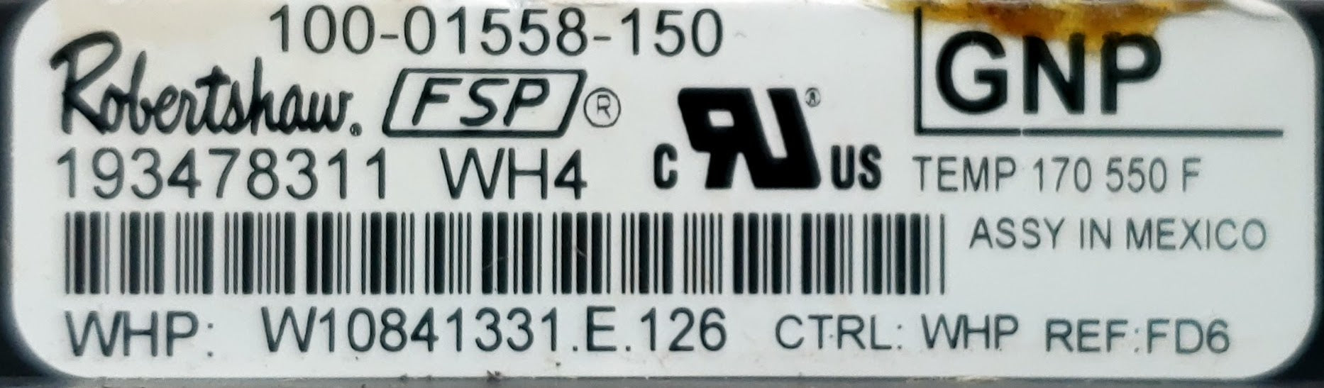 Whirlpool Range Control  W10841331
