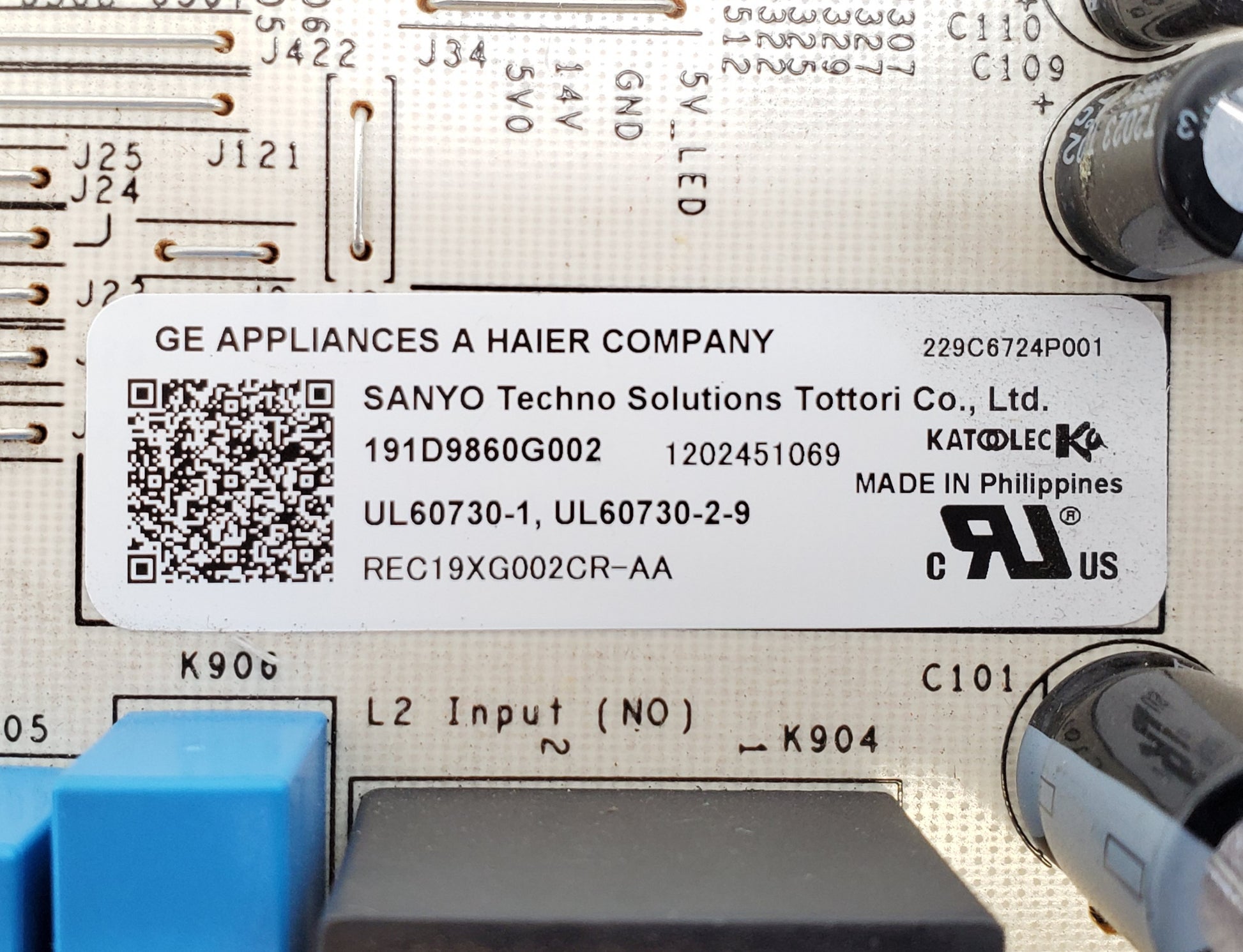 GE Range Control Board 191D9860G002