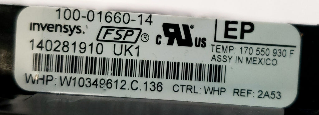Whirlpool Range Control  W10349612