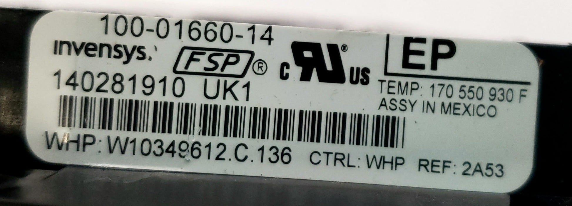 Whirlpool Range Control  W10349612