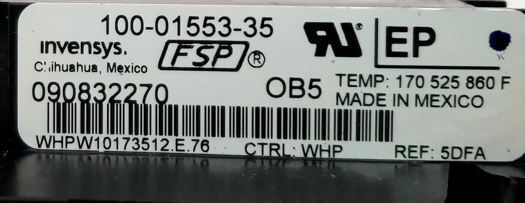 Whirlpool Range Control  W10173512