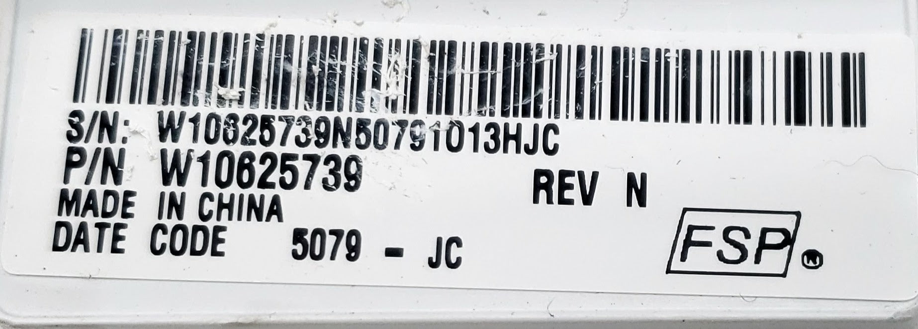 Whirlpool Washer Control  W10625739