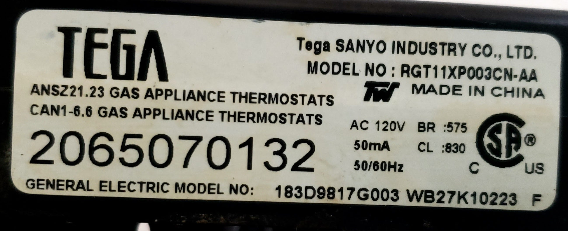 GE Range Control  WB27K10223