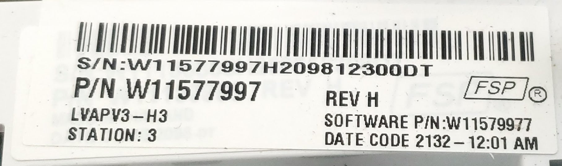 Whirlpool Washer Control W11577997