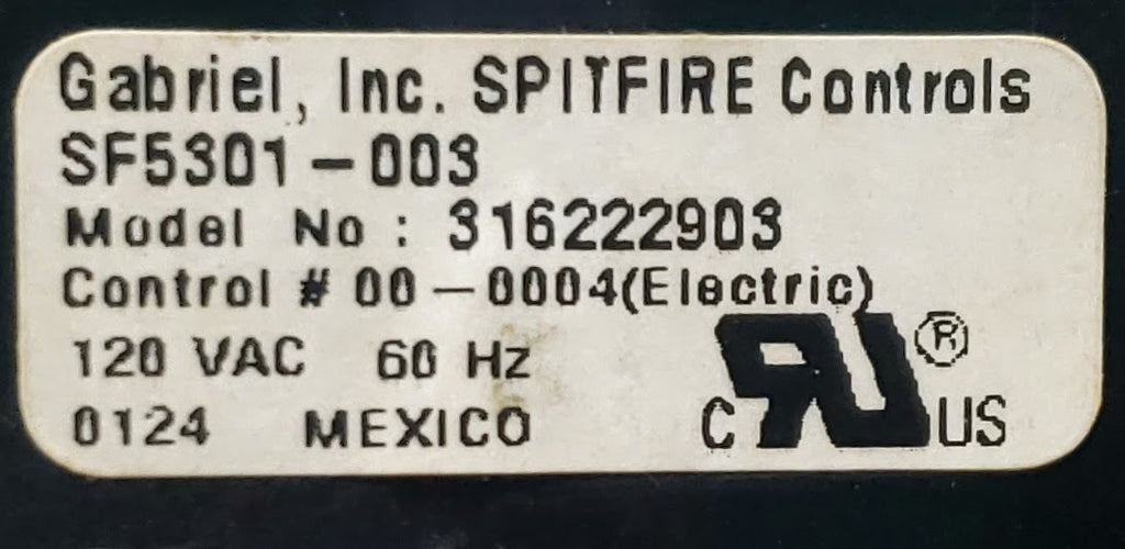 Frigidaire Range Control  316222903