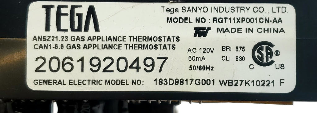 GE Range Control  WB27K10221