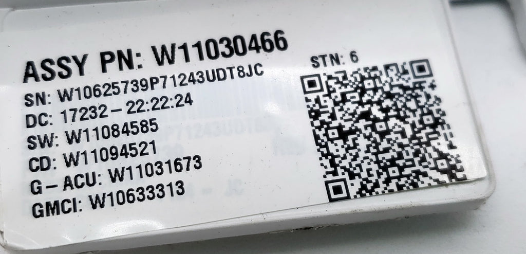 Whirlpool Washer Control  W11030466