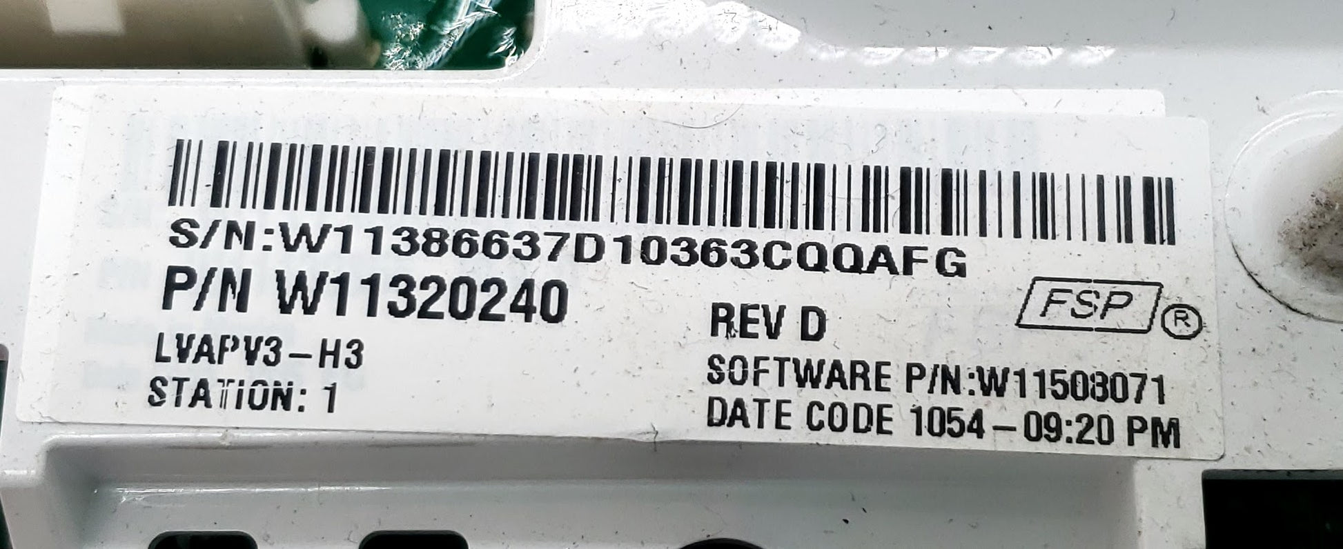 Whirlpool Washer Control  W11320240