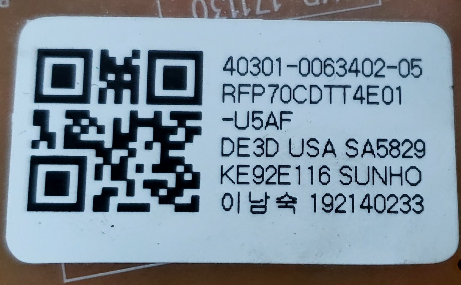 Kenmore Refrigerator Control 40301-0063402-05