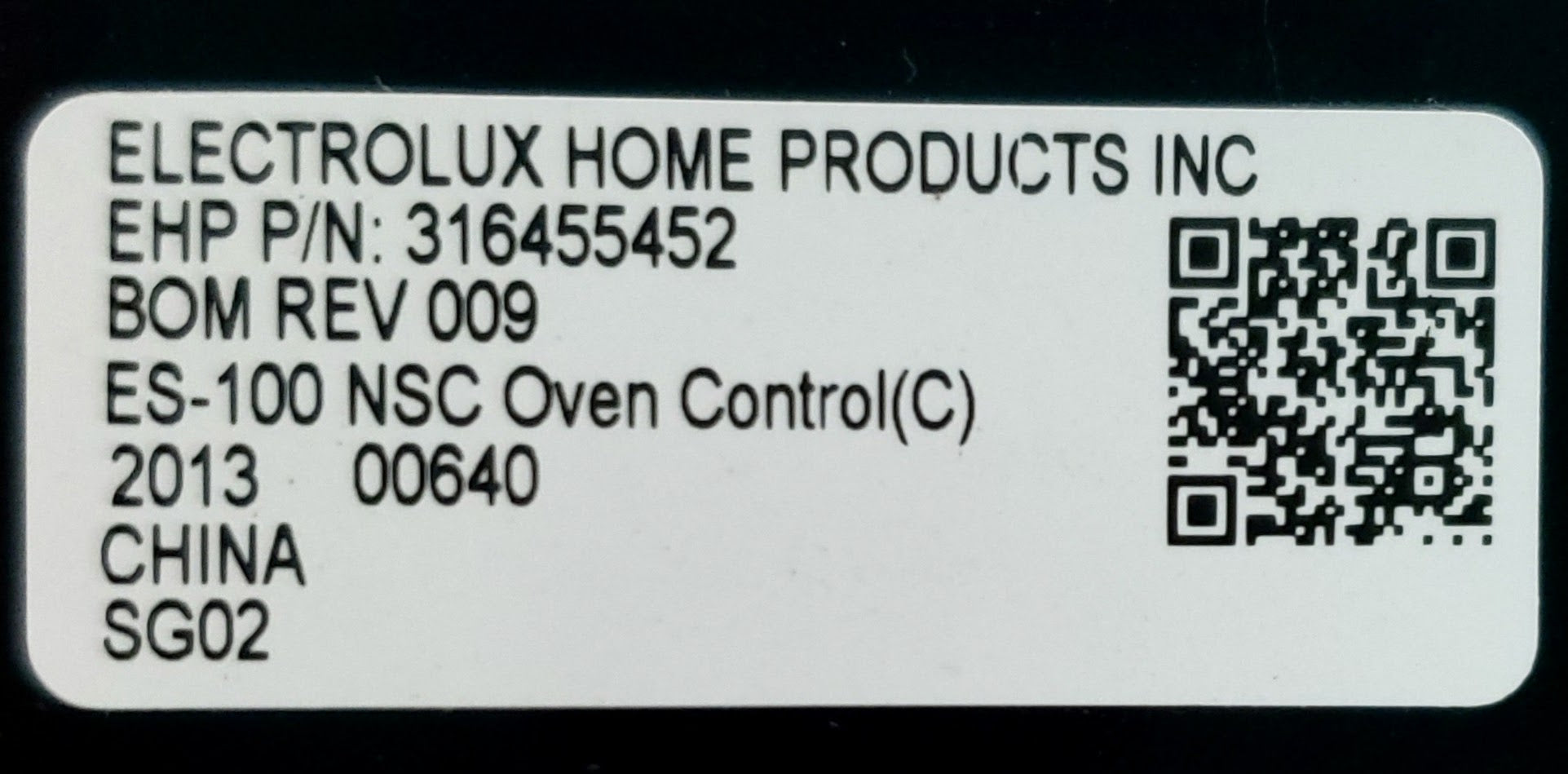 Frigidaire Range Control 316455452