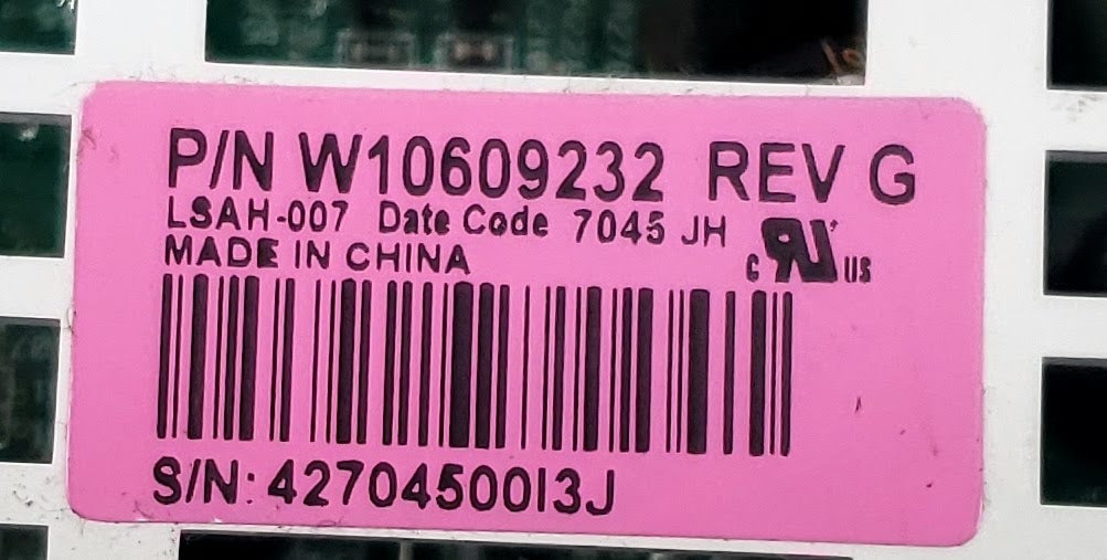 Whirlpool Dryer Control W10609232