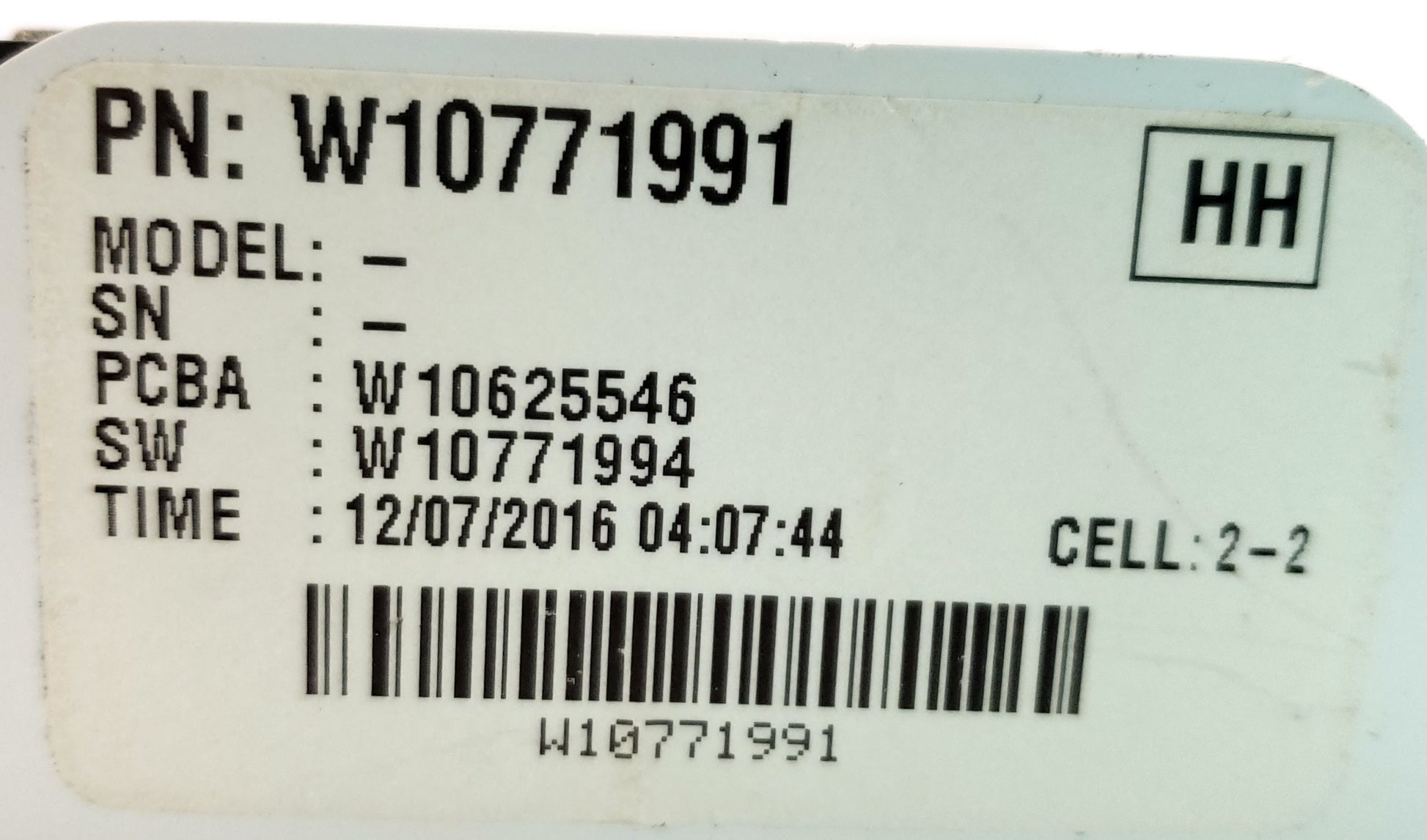 Whirlpool Dryer Control W10771991