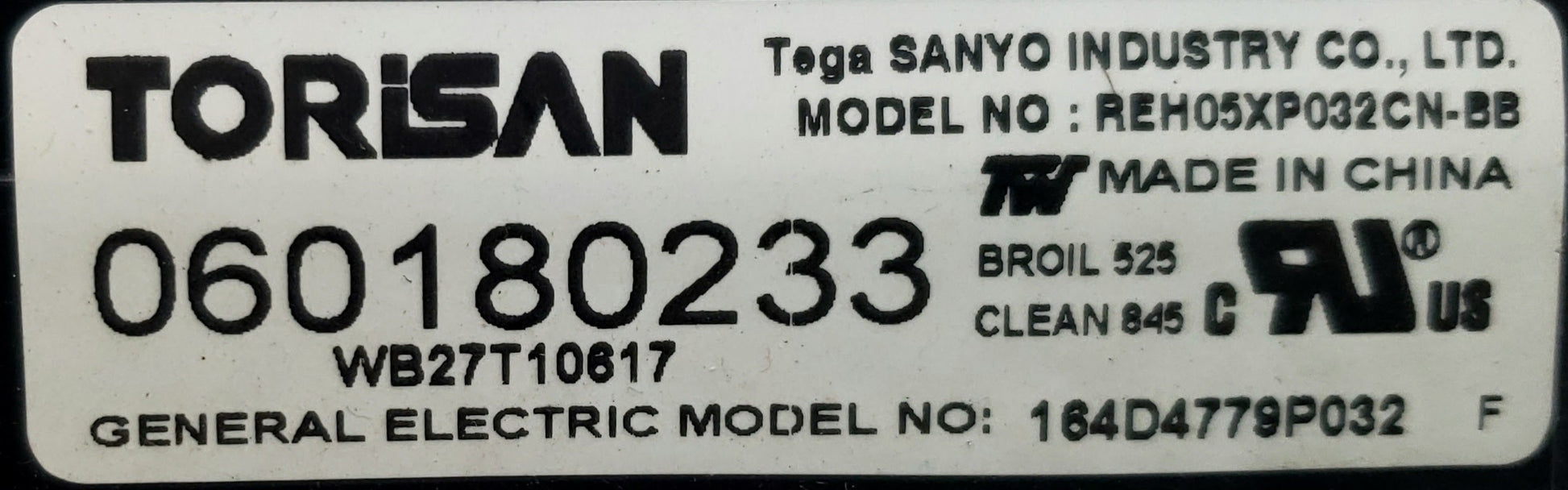GE Range Control  WB27T10617