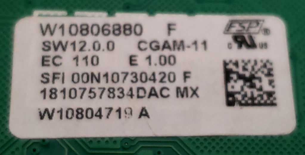 Whirlpool Range Control  W10806880