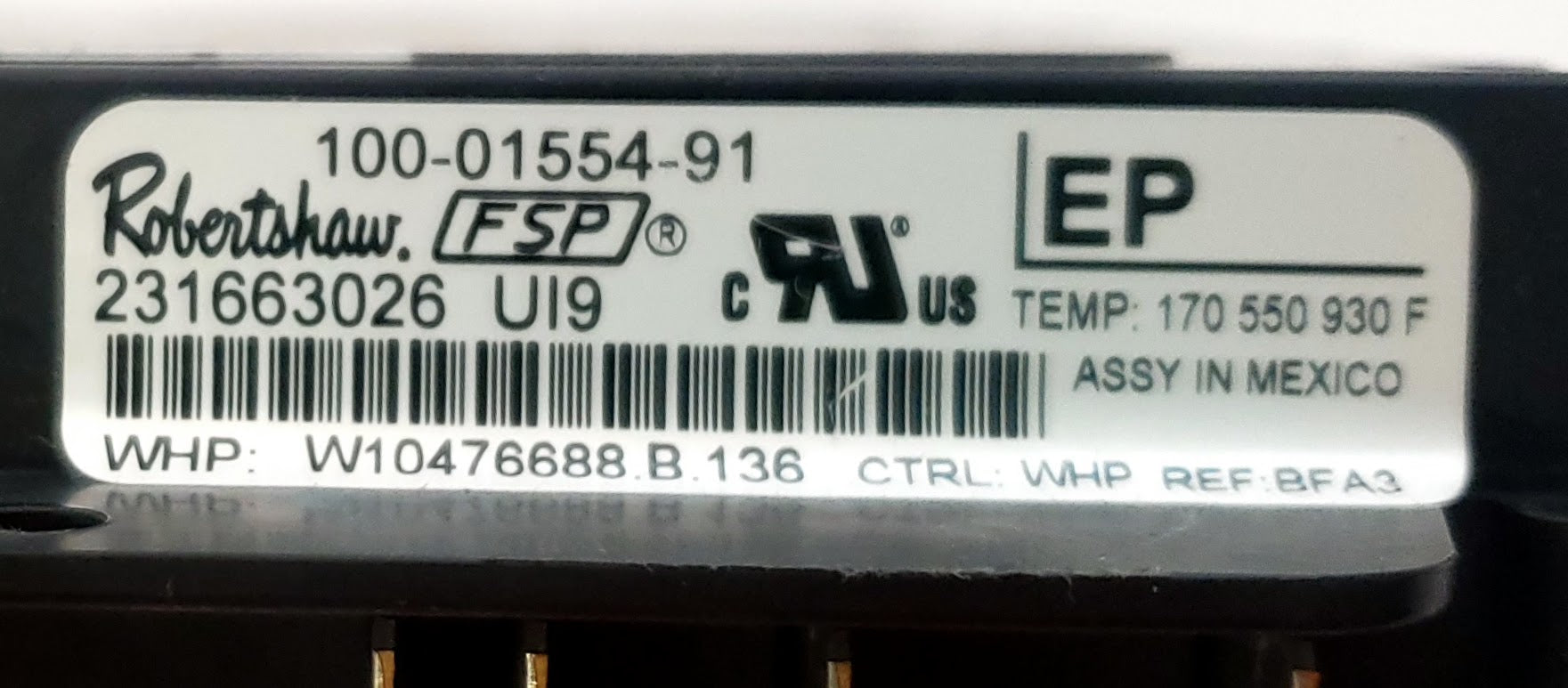 Whirlpool Range Control W10476688