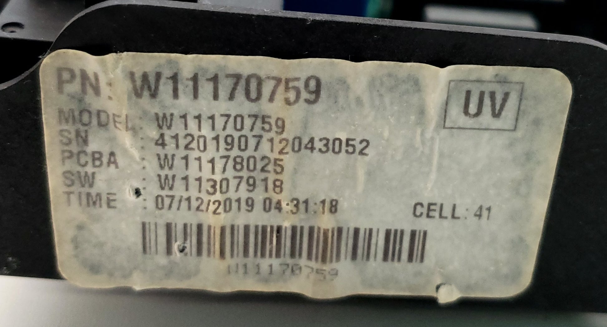 Whirlpool Dryer Control W11170759