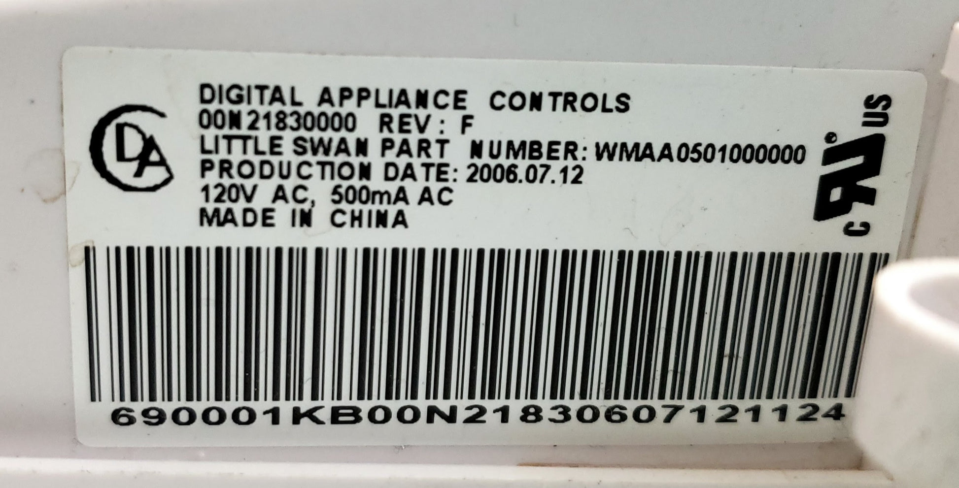 GE Washer Control 00N21830000