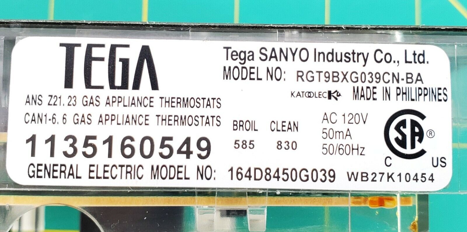 GE Range Control WB27K10454
