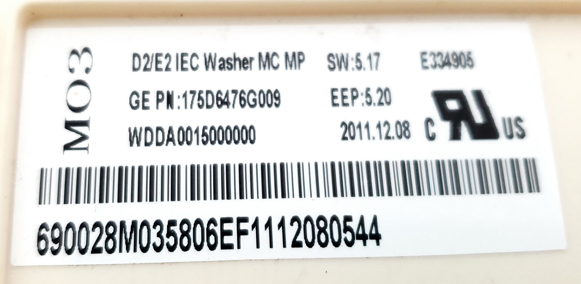 GE Washer Control 175D6476G009