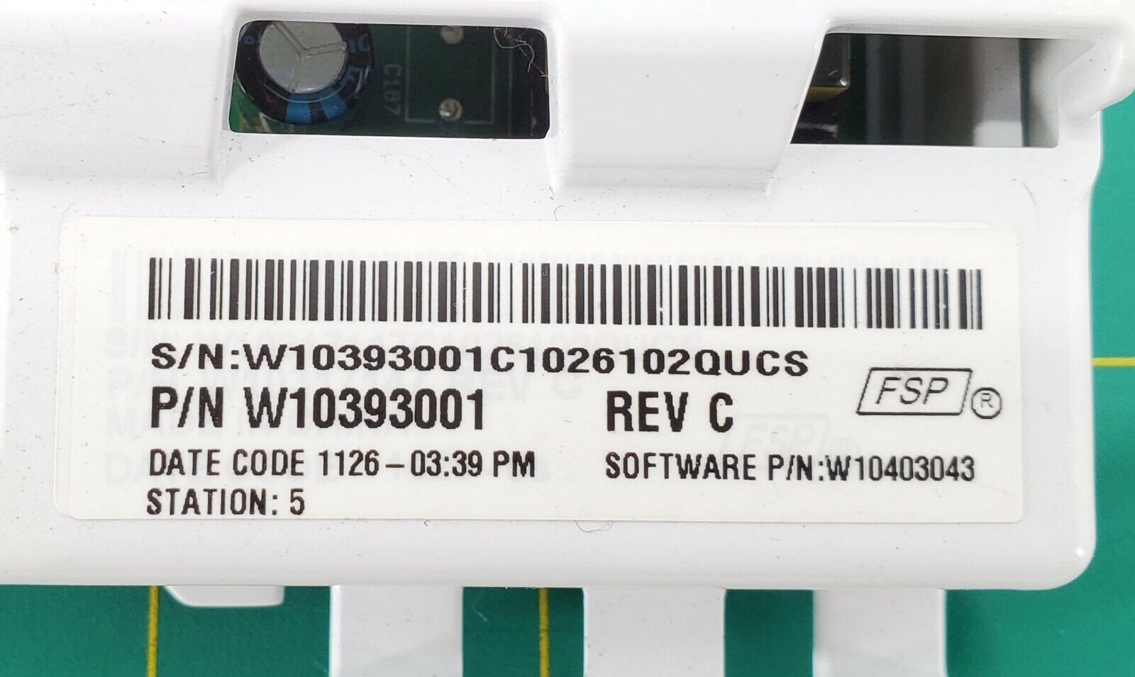 Whirlpool Washer Control Board W10393001