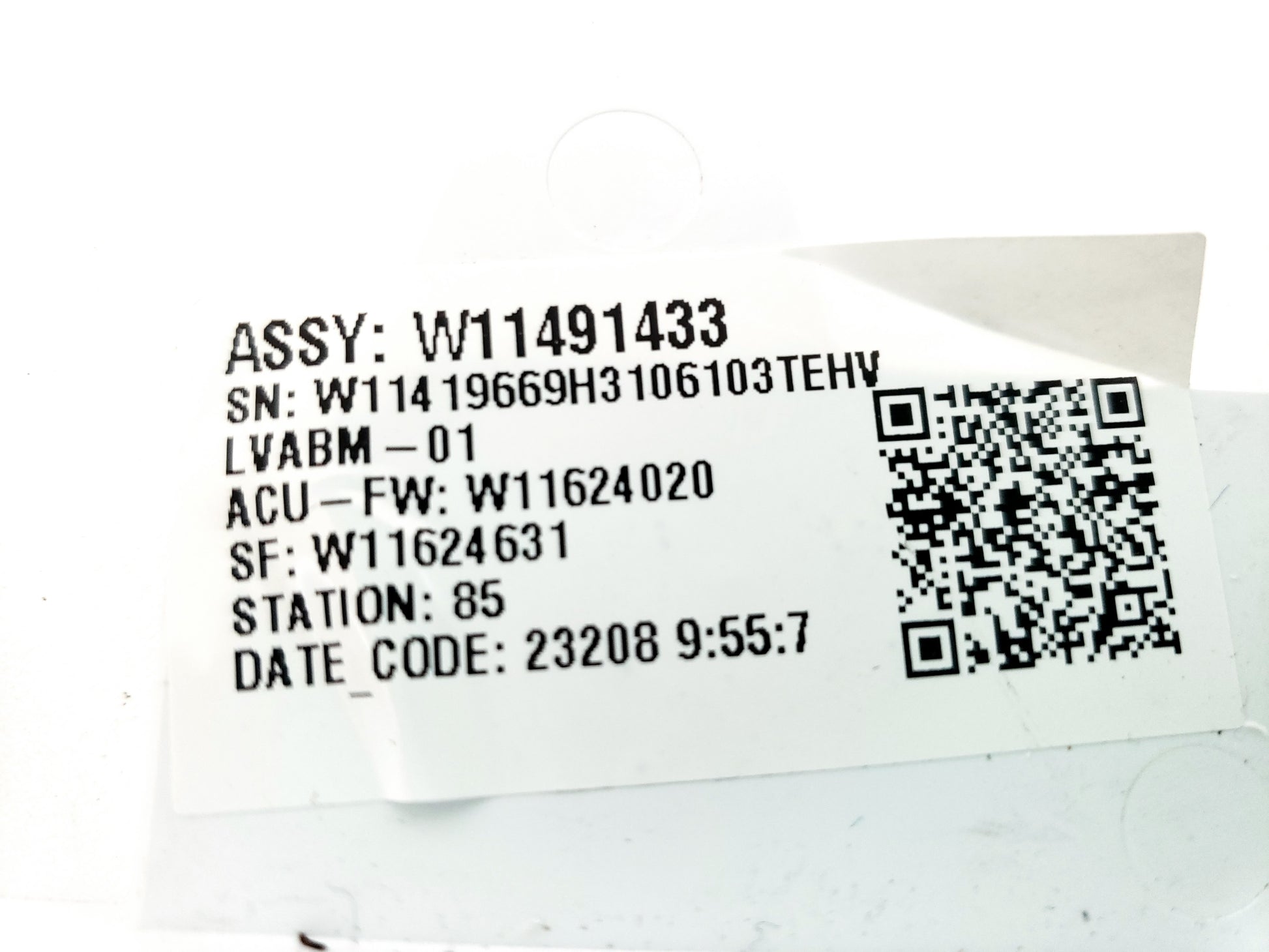 Whirlpool Washer Control Board W11491433