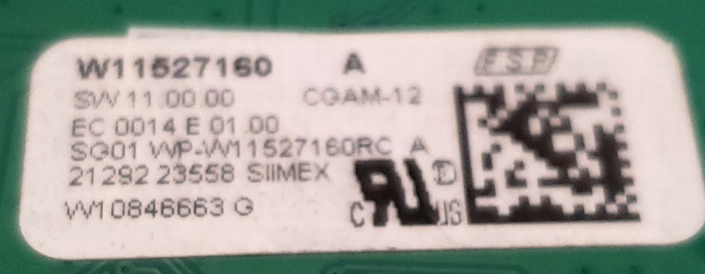 Whirlpool Range Control Board W11527160 Black