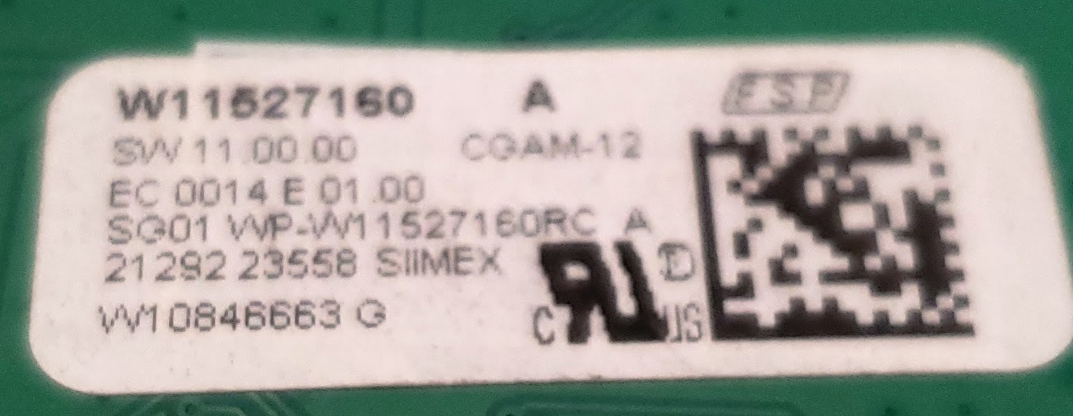 Whirlpool Range Control Board W11527160 Black