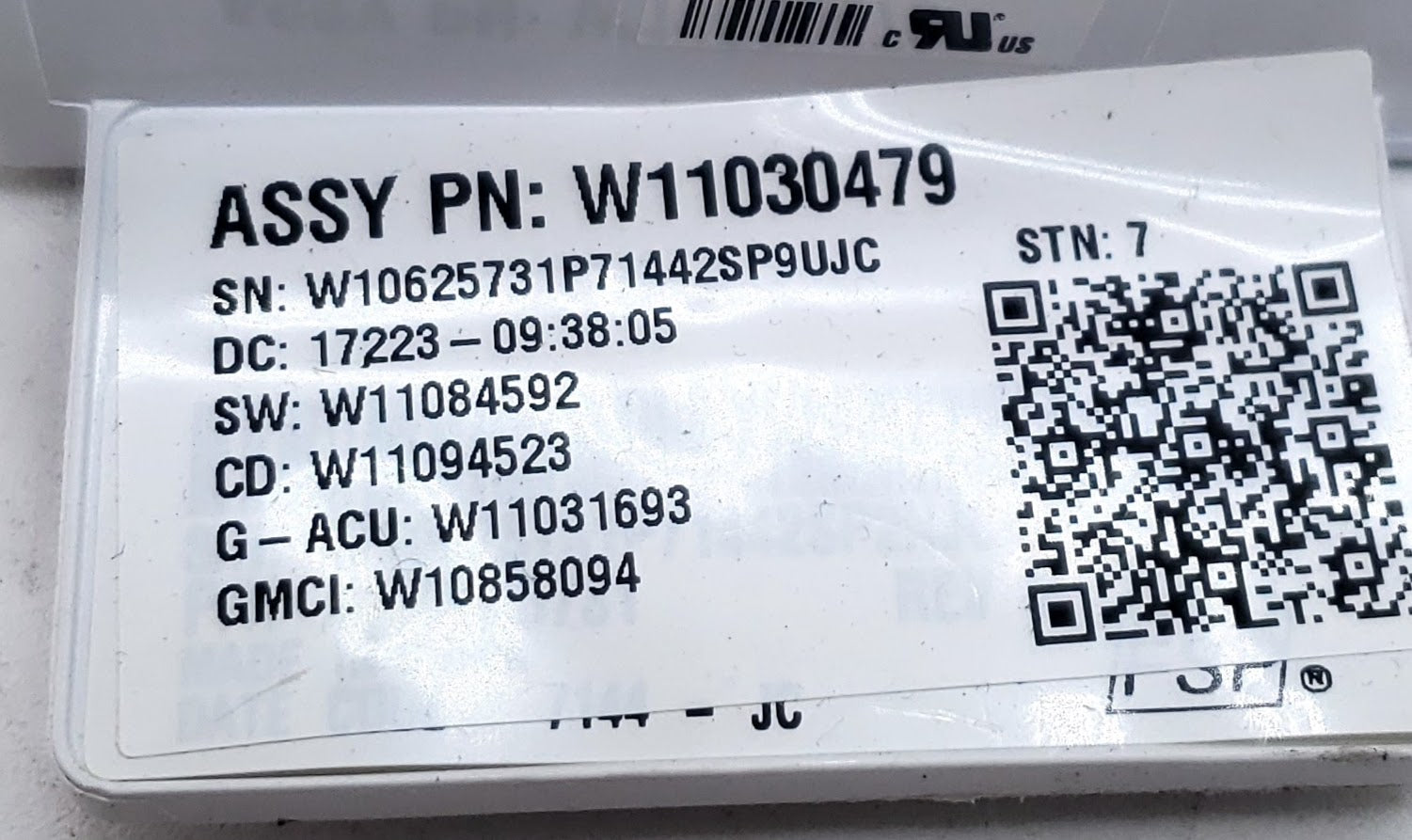 Whirlpool Washer Control  W11030479