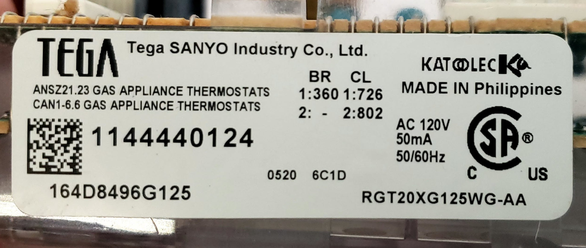 GE Range Control  164D8496G125